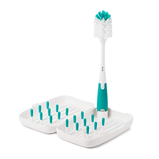 OXO Tot On-The-Go Drying Rack and Bottle Brush - Green