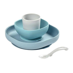 Beaba 4-Piece Silicone Suction Meal Set in Grey