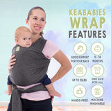 KeaBabies Baby Wrap Carrier mystic gray