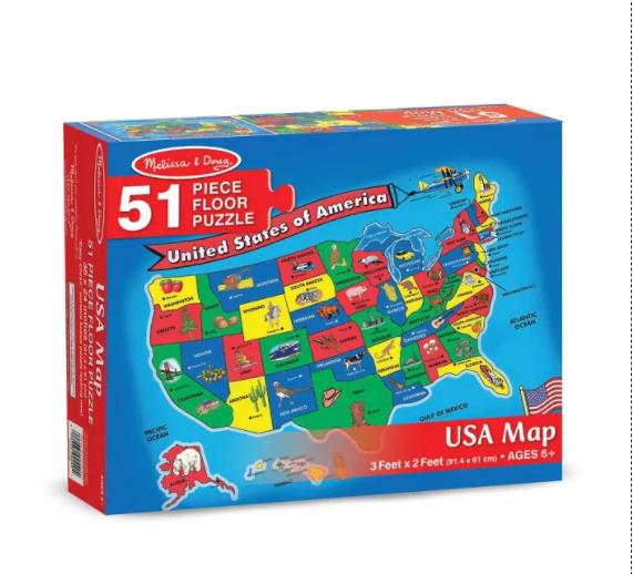 Melissa and Doug  (United States) Map Floor Puzzle - 51 Pieces