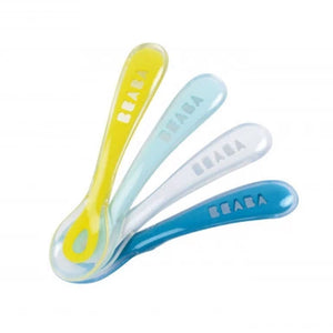 Beaba 2nd Stage Silicone Spoon - set of 4 - Blue/green