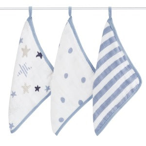 Aden+Anais 3-Pack Muslin Washcloths in Rock Star